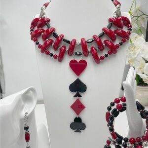 Set "Queen of Spades". Materials: natural stones, glass, acrylic. Boho. Handmade